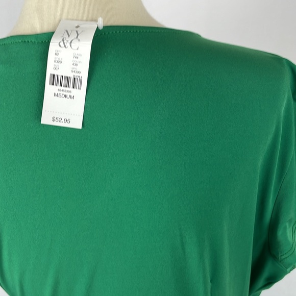 NWT. New York & Company Green Faux Wrap Dress w/Cascading Side - Size Medium - Picture 12 of 17